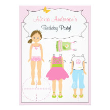Birthday Invitation - Paper Doll