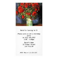 Birthday  Invitation.Vase with Red Poppies Personalized Photo Card