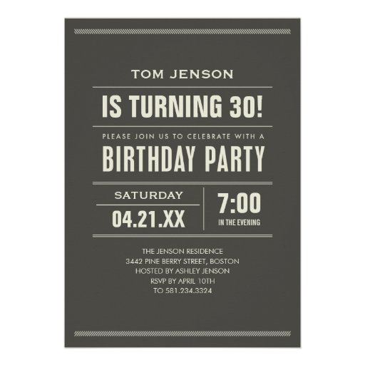 Birthday Invitations for Adults (front side)