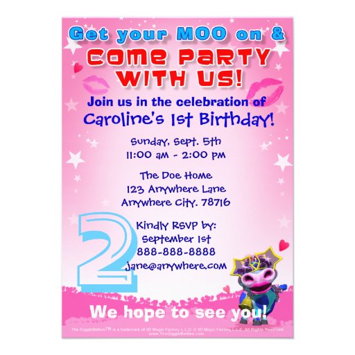 Birthday Invite- Kiss Moo (The GiggleBellies)