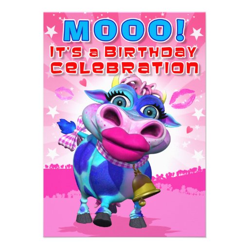 Birthday Invite- Kiss Moo (The GiggleBellies)