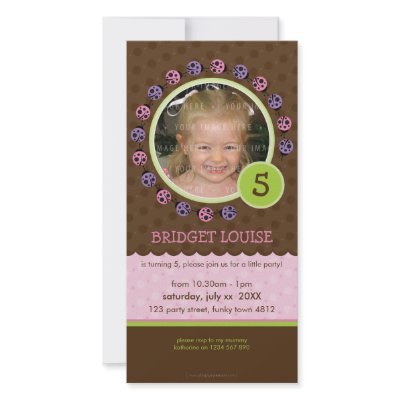 BIRTHDAY INVITE PHOTOCARD :: ladybird circle 4P Photo Greeting Card by simplysweetart