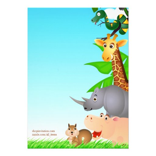 Birthday Jungle Animals Flat Invitation