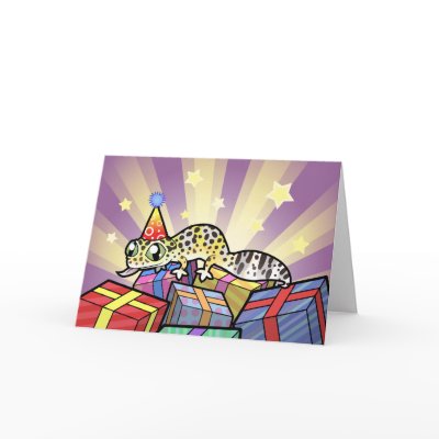 Birthday Leopard Gecko Greeting Cards by CartoonizeMyPet