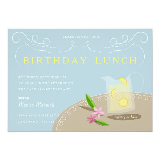 birthday luncheon lemonade pitcher invitation zazzle birthday lunch invitation wording