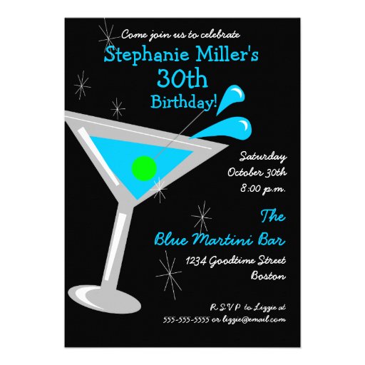 Birthday Martini Cocktail Invitation (front side)