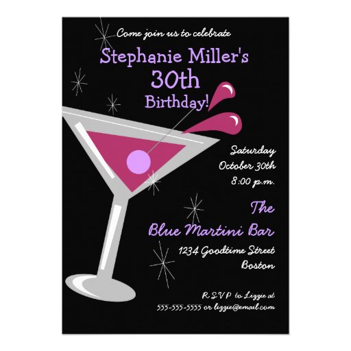 Birthday Martini Cocktail Invitation