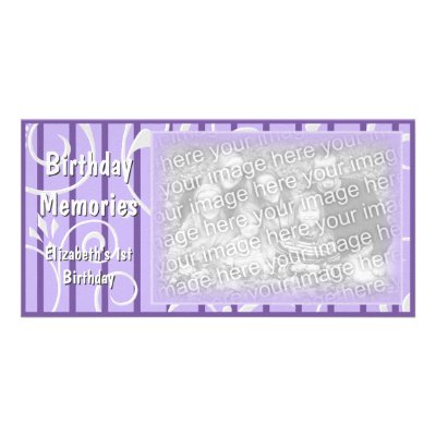Birthday Memories Custom Photo Card Periwinkle by OrangeBirdDesigns
