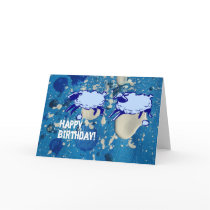 Birthday Mixed Media Blue Sheep Greeting Cards