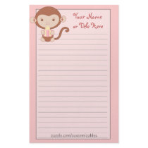 Birthday Monkey Pink Stationary stationery