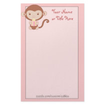 Birthday Monkey Pink Stationary stationery
