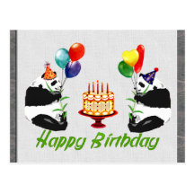 Birthday Pandas Post Cards
