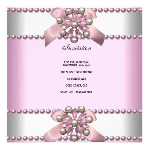 Birthday Party 21st Pink Zebra White Pink Pearl Custom Invitation