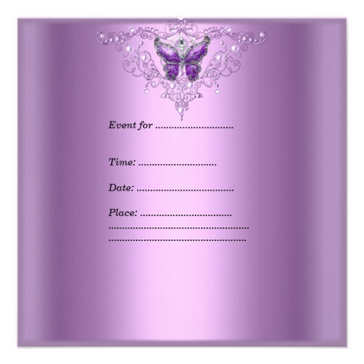 Birthday Party 30th Lilac Pearl Purple Butterfly Announcement
