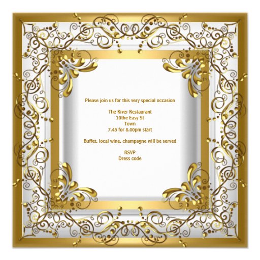 Birthday Party 50th White Gold Floral Custom Invitations