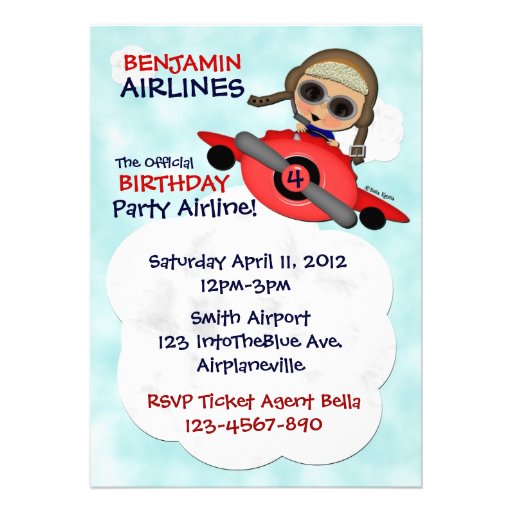 Birthday Party Airlines Invitation