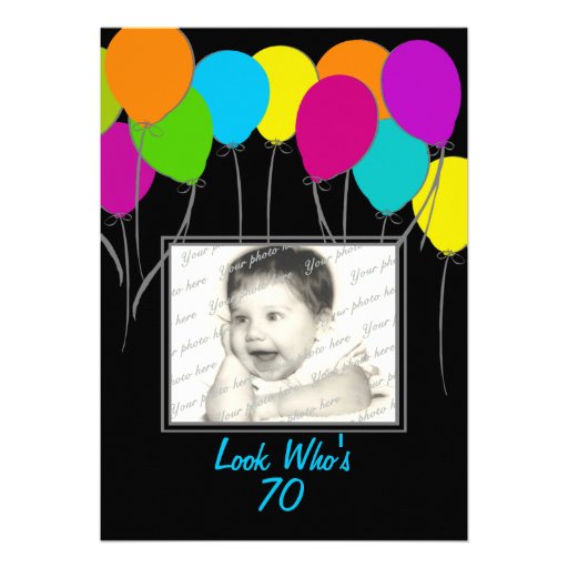 Birthday Party Balloons Photo Personalized Announcements