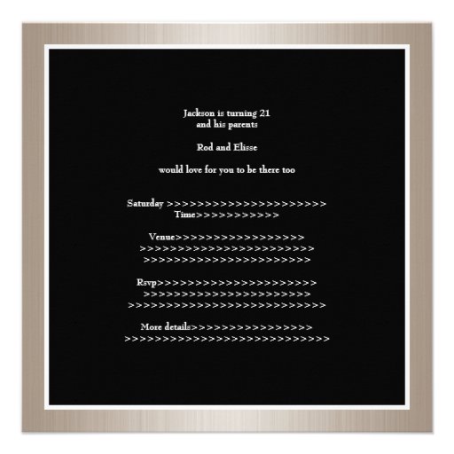 Birthday Party Beige Fine Stripes Black & White Custom Announcement