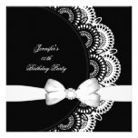 Birthday Party Black White Diamond Image Custom Announcement