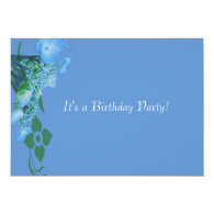birthday party blue hydrangea flowers invite