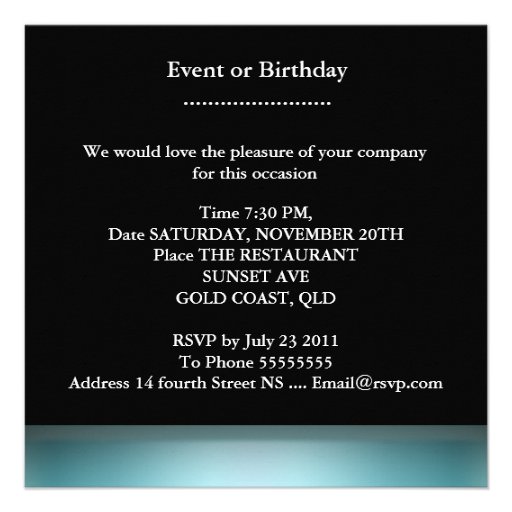 Birthday Party Blue Lilac Pink Black Ornate Image Invite