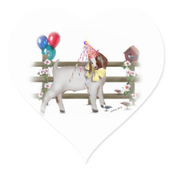Birthday Party Boer Goat Kid Heart Sticker