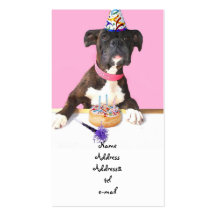 Birthday party Boxer dog business card