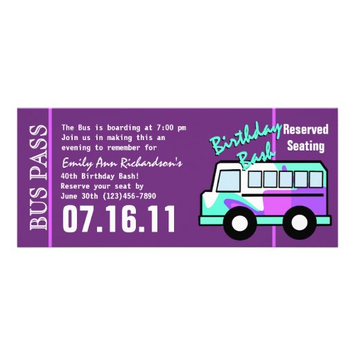 Birthday  Party Bus Pass Announcements