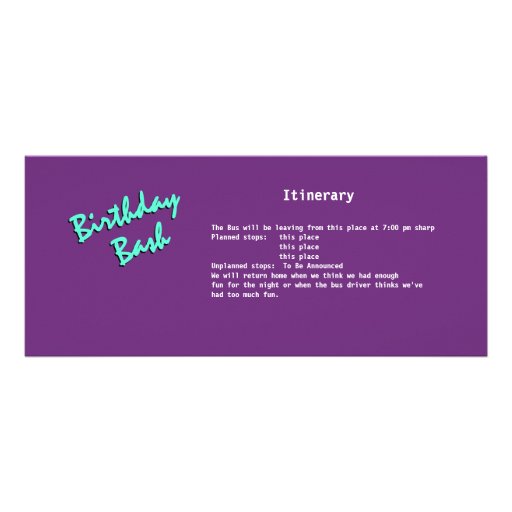 Birthday  Party Bus Pass Personalized Invites