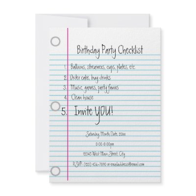 Birthday Party Checklist Invitations by rdwnggrl