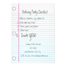 Birthday Party Checklist on Birthday Party Checklist Invitations