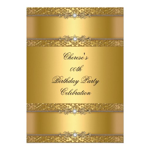 Birthday Party Elegant Gold Diamond Custom Invitations