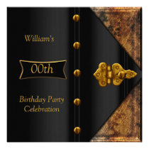 Birthday Party Elegant Mens Rusty Gold Black invitations