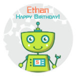 Birthday Party Favor Sticker | Robot Theme