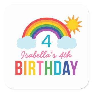 Birthday Party Favor Stickers | Rainbow Colors zazzle_sticker