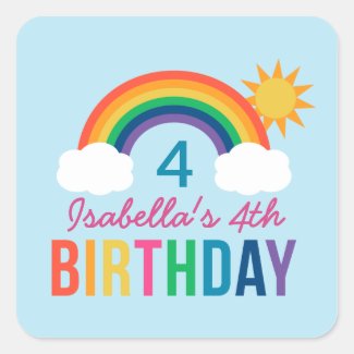 Birthday Party Favor Stickers | Rainbow Colors