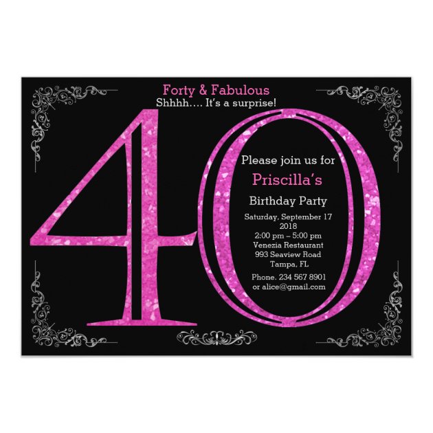 Birthday party, forty, great Gatsby, black silver Card