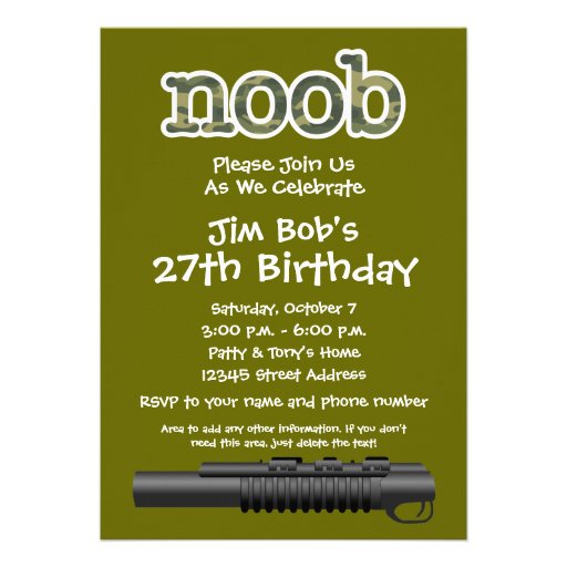 Birthday Party - Funny Noob Gamer Custom Announcement