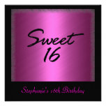 Birthday Party Glamour Hot Pink Black Sweet 16 Personalized Invite