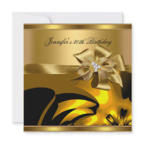 Birthday Party Gold Abstract Diamond Jewel Announcement