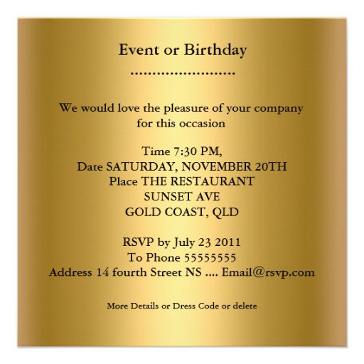 Birthday Party Gold Black Bow Diamond Image Invite