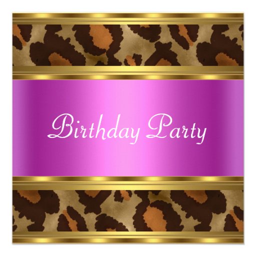 Birthday Party Gold Pink Leopard Invitation