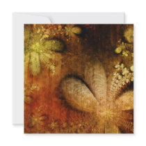 Birthday Party Grunge Floral Autumn Orange Personalized Announcement