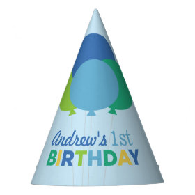Birthday Party Hat | Blue Green Balloons