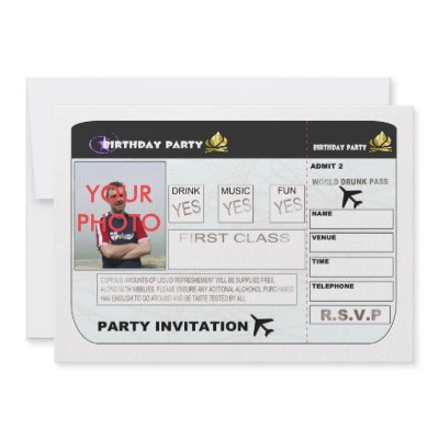 Birthday Party Invitation Aeroplane Ticket Spoof P by moonlake