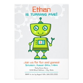 Birthday Party Invitation | Boy's Robot Theme