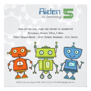 Birthday Party Invitation | Boy's Robot Theme