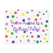 Birthday Party invitation, colorful dots, postcard postcard