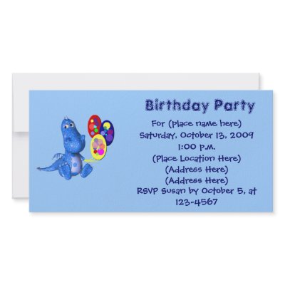 Birthday Party Invitation Cut Blue Dragon Balloons Photo Greeting Card by SmilinEyesTreasures