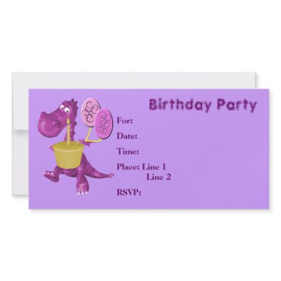 Birthday Party Invitation Cute Dragon Cupcake Photo Cards by SmilinEyesTreasures